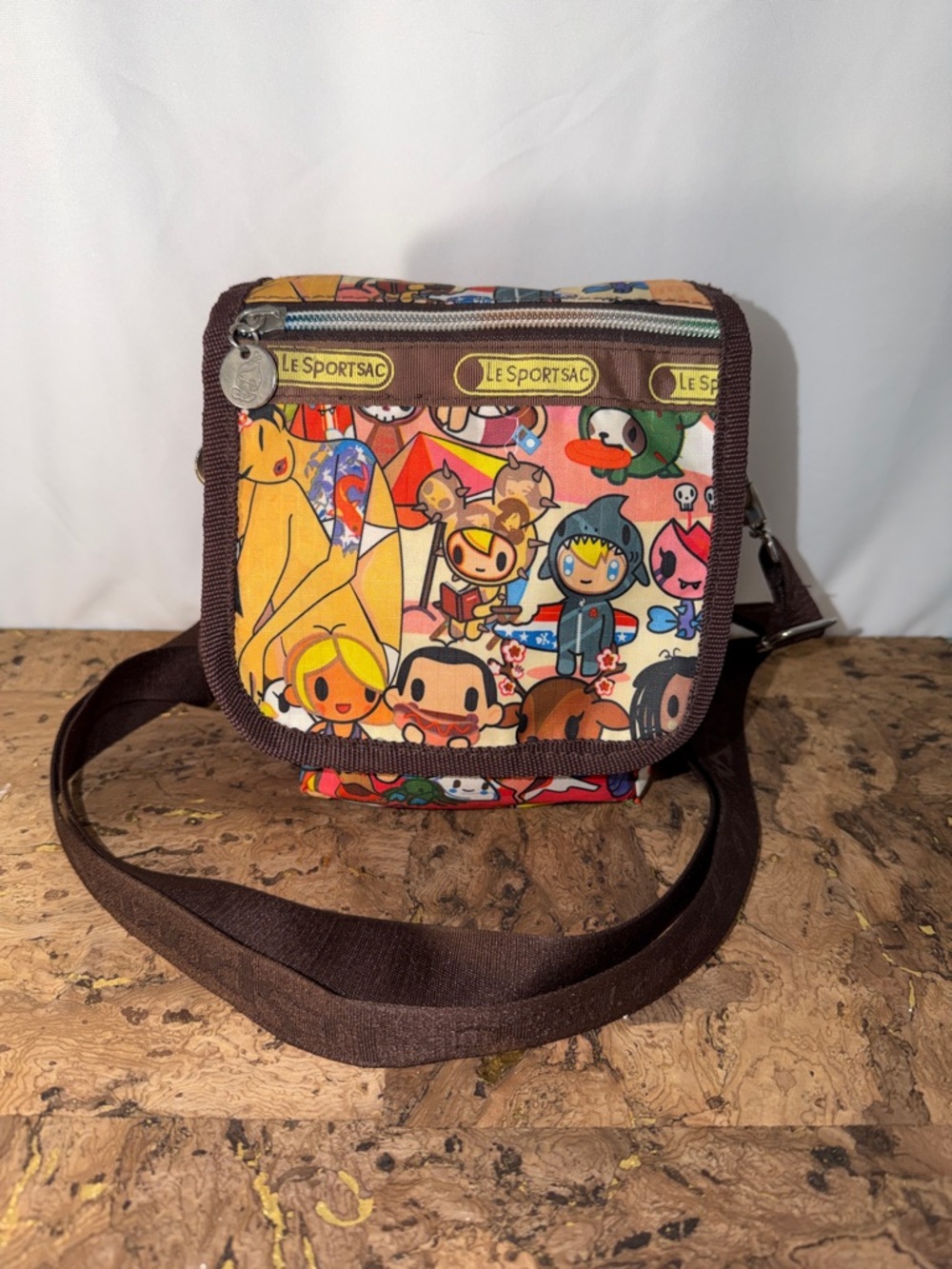 Lesportsac Brown Multicolor Pirata Tokidoki Print Messenger Bag